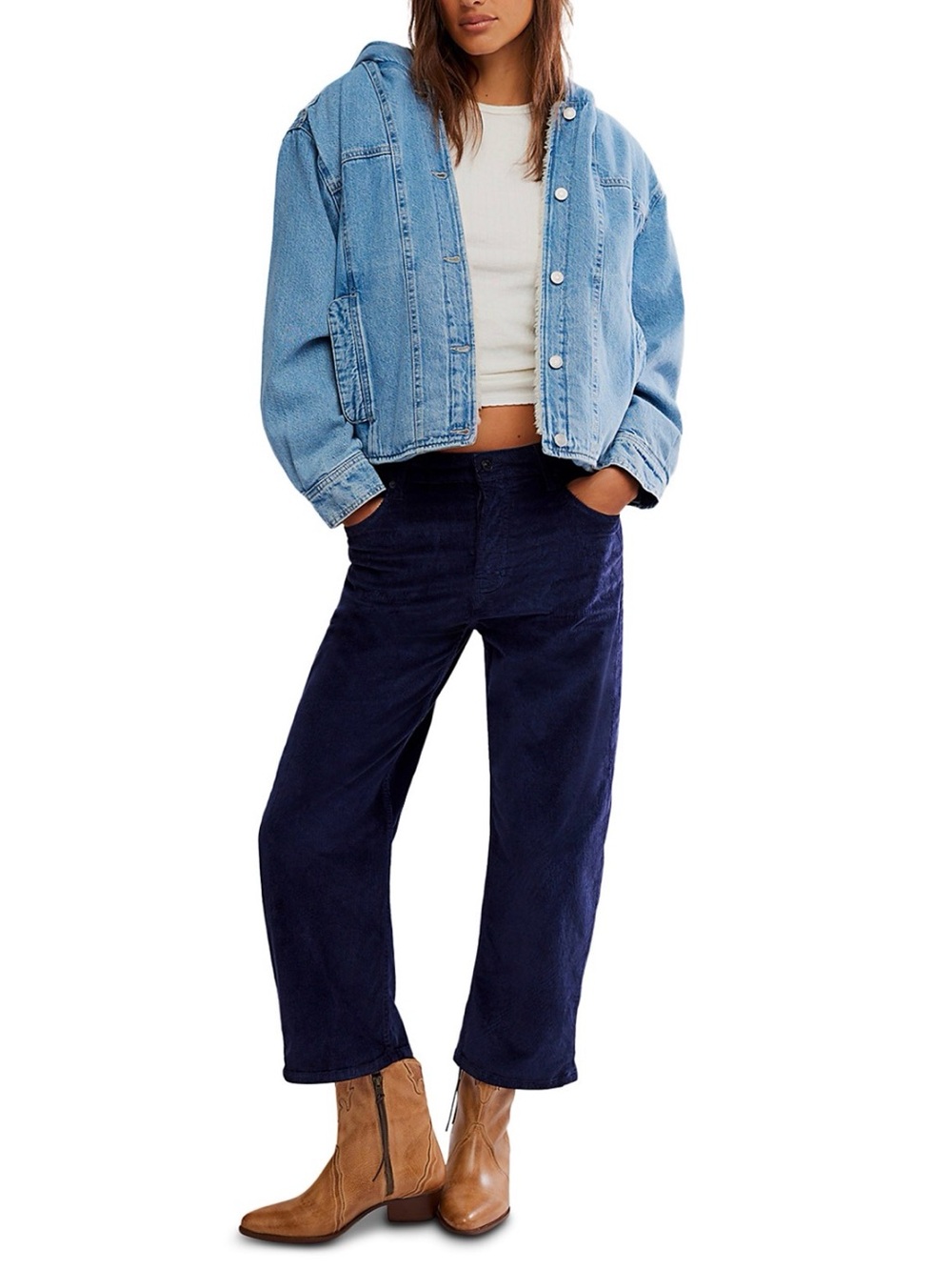Free People Asher Cozy Denim Jacket, Size XSMALL
